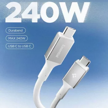 Cablu SPIGEN Essential USB-C la USB-C 240W 120cm alb