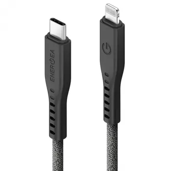 Cablu ENERGEA Flow USB-C la Lightning 1,5m negru 60W 3A PD încărcare rapidă certificat MFi