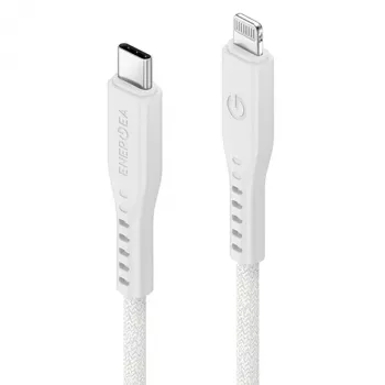 Cablu ENERGEA Flow USB-C la Lightning 1,5 m alb 60W 3A PD încărcare rapidă MFi