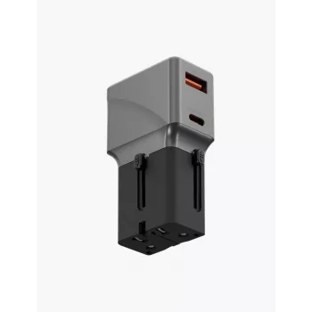 Adaptor de călătorie universal ENERGEA TravelWorld 1A1C 25W Gunmetal