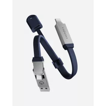 Cablu ENERGEA Sheath Key 2 în 1 USB-C la USB-C/USB-A 15 cm albastru 60W 480Mbps