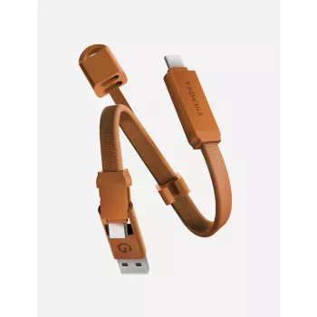 Cablu ENERGEA Sheath Key 2 în 1 USB-C la USB-C/USB-A 15 cm portocaliu