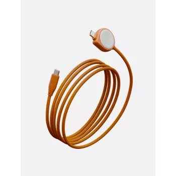 Cablu ENERGEA Flow Duo Watch 2 în 1 USB-C la USB-C + încărcător Apple Watch 480Mbps 60W 1,5 m portocaliu