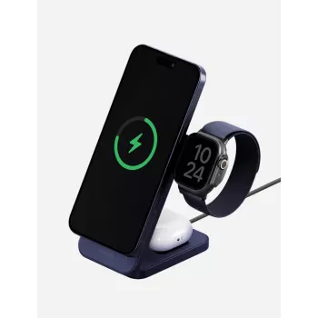 Stație de încărcare wireless pliabilă ENERGEA MagTrio 2 3-în-1 25W Qi2 Albastru