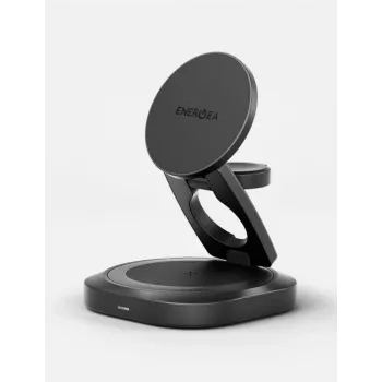 Încărcător wireless Qi2 rotativ 360 ENERGEA Alumag GYRO 25W pliabil Gunmetal