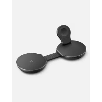 Stație de încărcare wireless pliabilă ENERGEA Alumag Trio 2 3-în-1 Qi2 25W Gunmetal