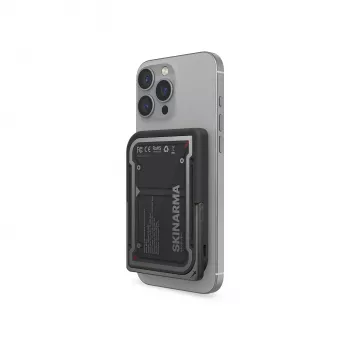 Baterie externă Skinarma Nexus Mecha magnetică cu suport rabatabil 5000mAh 20W PD USB-C MagSafe, neagră