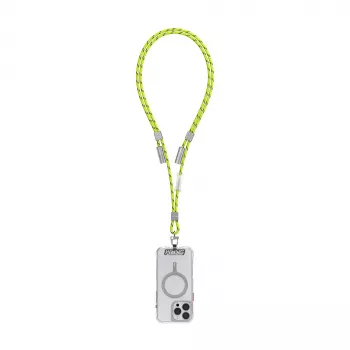 Curea universală pentru telefon SKINARMA Dyno VE Niteglow cu cablu USB-C la USB-C integrat, 240 W, fosforescentă, verde lime (SK-DYVE-CBLCC-GLOW)