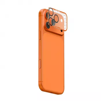 Protecție lentilă cameră mată integral Skinarma Magma pentru iPhone 17 Pro Max - portocalie