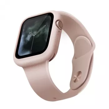Carcasă UNIQ Lino pentru Apple Watch Series 4/5/6/SE/SE3 44mm, roz pudrat