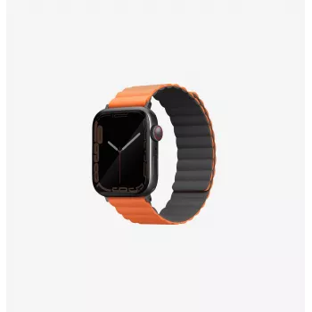 UNIQ Revix curea magnetică reversibilă pentru Apple Watch Series 1/2/3/4/5/6/7/8/9/SE/SE2/SE3/Ultra/Ultra 2/Ultra 3 42/44/45/49mm - Gri/Portocaliu