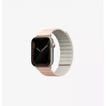 UNIQ Revix curea magnetică reversibilă pentru Apple Watch Series 1/2/3/4/5/6/7/8/9/SE/SE2/SE3/Ultra/Ultra 2/Ultra 3 42/44/45/49mm, Roz-Beige