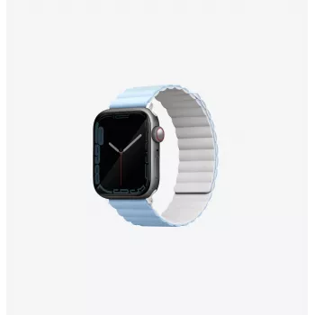UNIQ Revix curea magnetică reversibilă pentru Apple Watch Series 1/2/3/4/5/6/7/8/9/SE/SE2/SE3 38/40/41mm Alb-Albastru