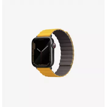 UNIQ Revix curea magnetică reversibilă pentru Apple Watch Series 1/2/3/4/5/6/7/8/9/SE/SE2/SE3/Ultra/Ultra 2/Ultra 3 42/44/45/49mm - Mustard/Khaki