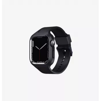 Curea UNIQ Monos 2 în 1 pentru Apple Watch cu husă pentru Series 4/5/6/7/8/9/SE/SE2/SE3 44/45 mm Midnight Black