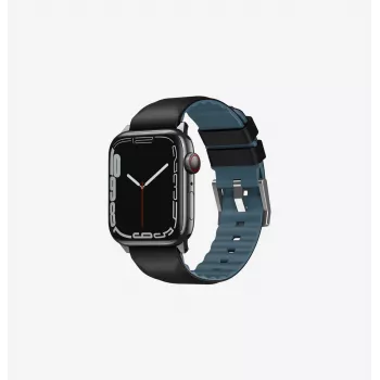 Curea de ceas UNIQ Linus din silicon Airosoft pentru Apple Watch Series 1/2/3/4/5/6/7/8/9/SE/SE2/SE3 38/40/41mm negru miezul nopții