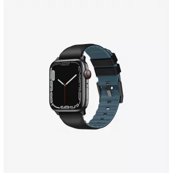 Curea de ceas UNIQ Linus din silicon Airosoft pentru Apple Watch Series 1/2/3/4/5/6/7/8/9/SE/SE2/SE3/Ultra/Ultra 2/Ultra 3 42/44/45/49mm negru miezul nopții