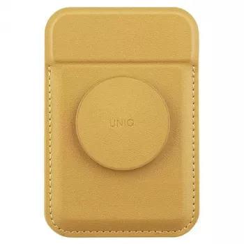 Portofel magnetic pentru carduri UNIQ Flixa cu picior de sprijin galben canar MagSafe