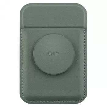 Portofel magnetic pentru carduri UNIQ Flixa cu picior de sprijin verde lichen MagSafe