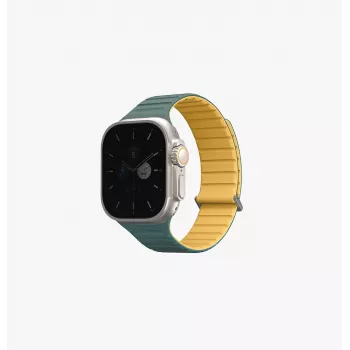 UNIQ Revix Evo curea reversibilă magnetică din silicon pentru Apple Watch Series 1/2/3/4/5/6/7/8/9/SE/SE2/SE3/Ultra/Ultra2/Ultra3 42/44/45/49mm Viridian Green / Burnt Yellow