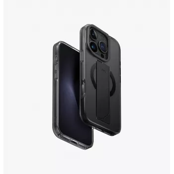 Husă UNIQ Heldro Max pentru iPhone 16 Pro 6,3 inch cu încărcare MagClick, Black/Vapour Smoke