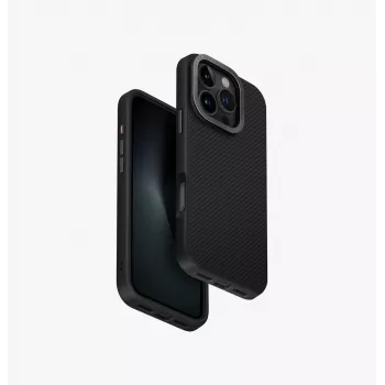 Husă UNIQ Keva Max cu încărcare Magclick pentru iPhone 16 Pro 6,3 inch - neagră carbon
