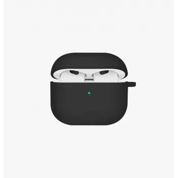 Husă UNIQ Nexo pentru AirPods 4 cu cârlige pentru urechi, silicon, neagră