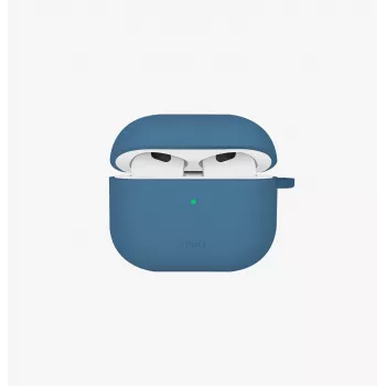 Husă UNIQ Nexo pentru AirPods 4 cu cârlige pentru urechi, silicon, albastru Pacific