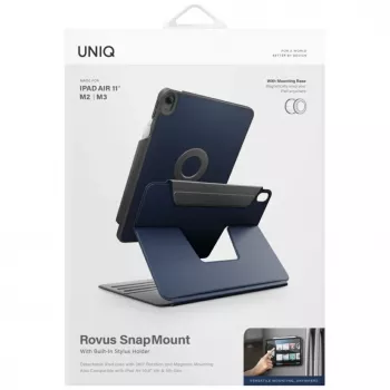 Husă detașabilă rotativă 360 magnetică UNIQ Rovus Snapmount pentru iPad Air 11 M2 2024 / M3 2025 / M4 2026 / iPad Air 10.9 (2022/2020) Navy Blue