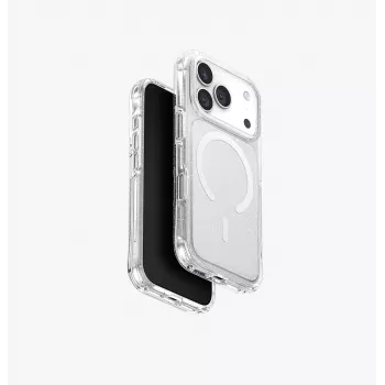 Husă UNIQ LifePro Xtreme MagClick Charging pentru iPhone 17 Pro, transparent/glitter