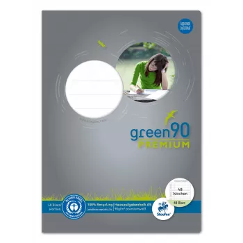 Staufen caiet de teme verde A5 Lineatur 100 raster special margine liniată pe toate părțile