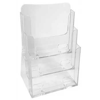 Exacompta Suport de tejghea A4 cu 3 buzunare, polistiren, transparent, 155 x 237 x 339 mm (74158D)