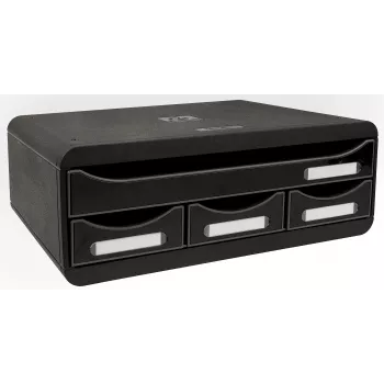 Cutie cu sertare Exacompta TOOLBOX MINI cu 4 sertare, A4, 355 x 270 x 134 mm, neagră (319714D)