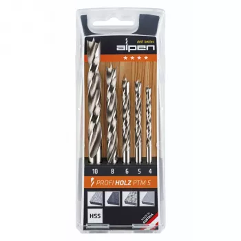 Set de burghii pentru lemn ALPEN-MAYKESTAG Alpen PTM 5 Profi Holz 4-5-6-8-10, 5 piese, 4-10 mm