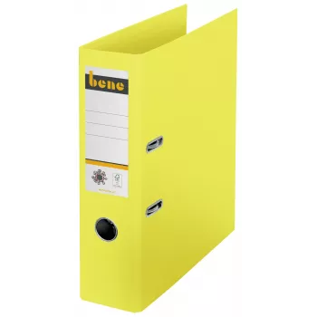 Biblioraft cu pârghie Bene No.1 galben din carton 8,0 cm DIN A4
