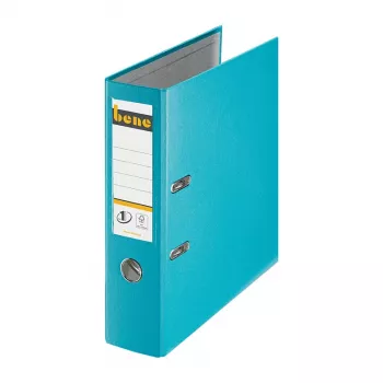 Bene biblioraft cu pârghie A4 80 mm Turquoise plastic PP