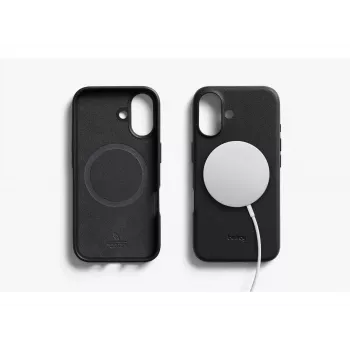 Husă Bellroy din piele pentru iPhone 16, neagră