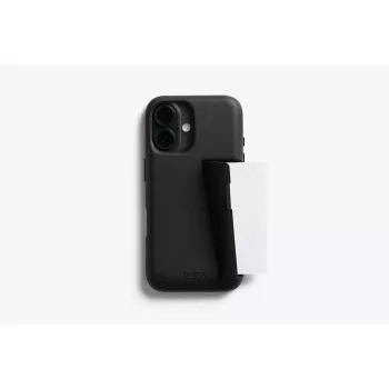 Husă Bellroy din piele cu card pentru iPhone 16, neagră
