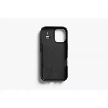 Husă Bellroy din piele cu card pentru iPhone 16, neagră