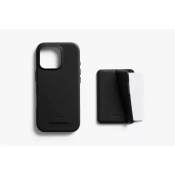 Husă Bellroy din piele cu portofel magnetic pentru iPhone 16 Pro, neagră