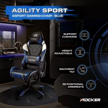 Scaun gaming X Rocker Agility eSports albastru/negru