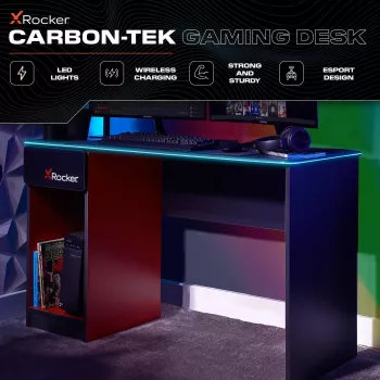 Birou gaming XROCKER gri-roșu