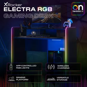 Birou gaming X Rocker 2023269 cu LED, negru