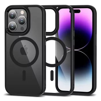 Husă Tech-Protect Magmat MagSafe pentru iPhone 15 Pro, neagră transparent