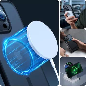 Husă Tech-Protect Magmat MagSafe pentru iPhone 15 Pro, neagră transparent
