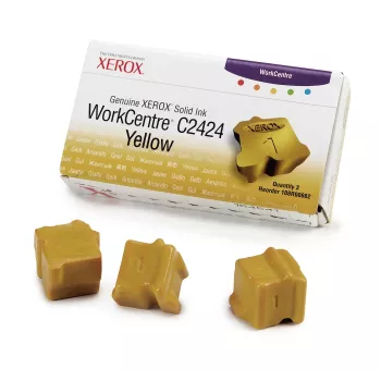 Set de 3 bețișoare de cerneală solidă originale Xerox, galben (3400 de pagini) 108R00662