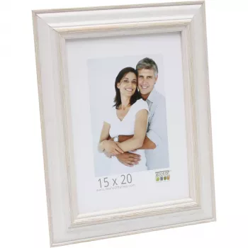 Ramă foto din lemn Deknudt S221H1 15x20 alb cu bej