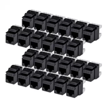 Modul keystone Cat6 StarTech.com 24 bucăți, conector keystone RJ45 Ethernet, priză murală UTP Cat6, 180 grade 110 Punch Down, negru
