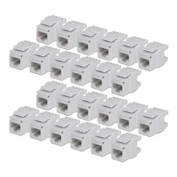Modul keystone Cat6 StarTech.com 24 bucăți, cuplor keystone RJ45 Ethernet, priză murală UTP Cat6, 180 grade 110 Punch Down, alb