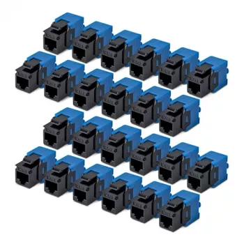 Modul keystone Cat6 StarTech.com 24 buc. - cuplor keystone RJ45 Ethernet, UTP, 180 de grade, fără unelte, negru/albastru, 10GBase-T